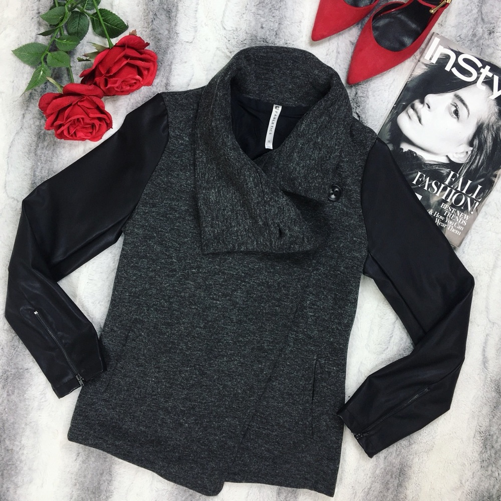fabletics • milano faux leather sleeve jacket